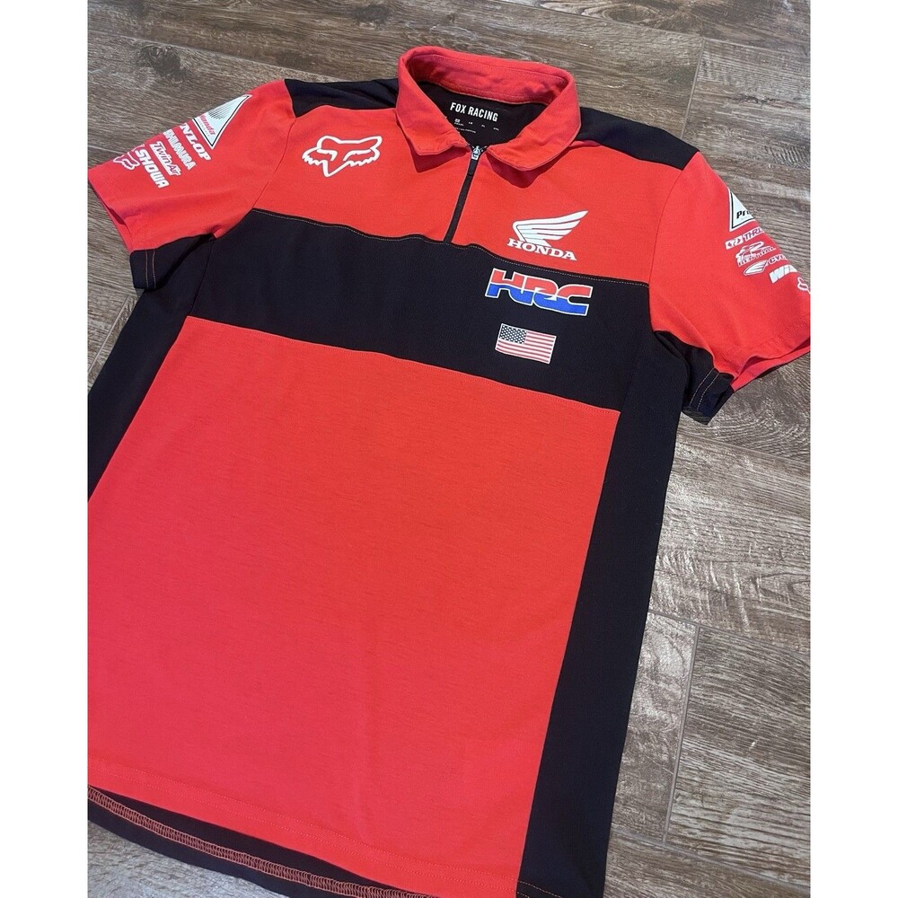 Fox Racing Honda HRC Redplate Flexair Workshirt Ride Red Sz M 1/4 Zip